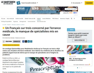 Un Français sur trois concerné par l’errance médicale, le manque de spécialistes mis en cause