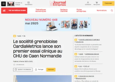 Le société grenobloise CardiaMetrics lance son premier essai clinique au CHU de Caen Normandie