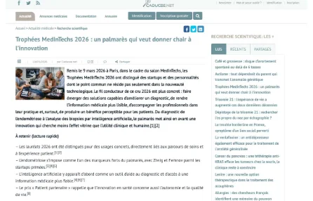 Trophées MedInTechs 2026 : un palmarès qui veut donner chair à l’innovation