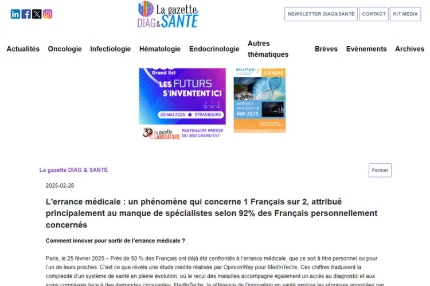 L'errance médicale : un phénomène qui concerne 1 Français sur 2, attribué principalement au manque de spécialistes selon 92% des Français personnellement concernés