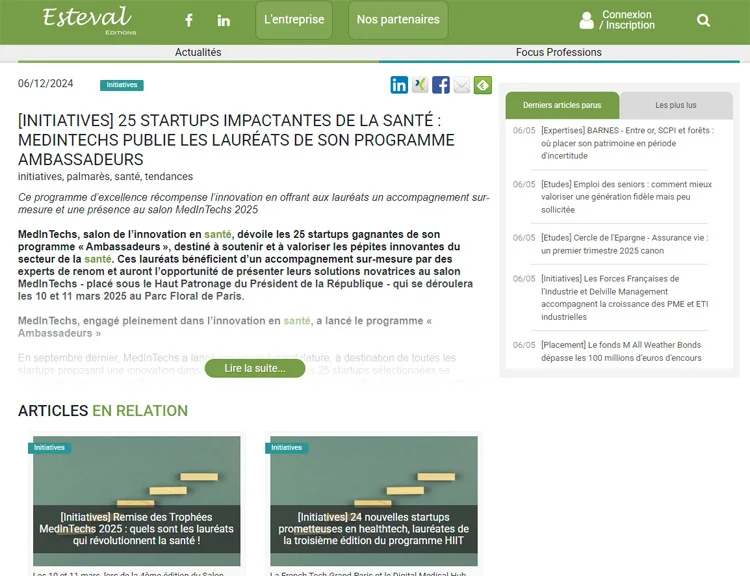 25 startups impactantes de la santé : MedInTechs publie les lauréats de son programme Ambassadeurs