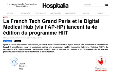 La French Tech Grand Paris et le Digital Medical Hub (via l'AP-HP) lancent la 4e édition du programme HIIT