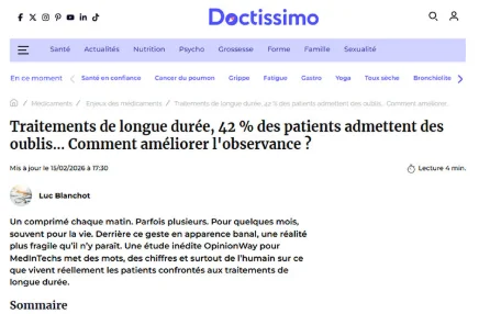 Traitements de longue durée, 42 % des patients admettent des oublis... Comment améliorer l'observance ?