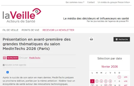 Présentation en avant-première des grandes thématiques du salon MedInTechs 2026 (Paris)