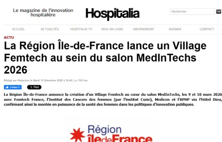 La Région Île-de-France lance un Village Femtech au sein du salon MedInTechs 2026