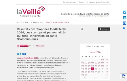 Résultats des Trophées MedInTechs 2026, ces startups et personnalités qui font l'innovation en santé